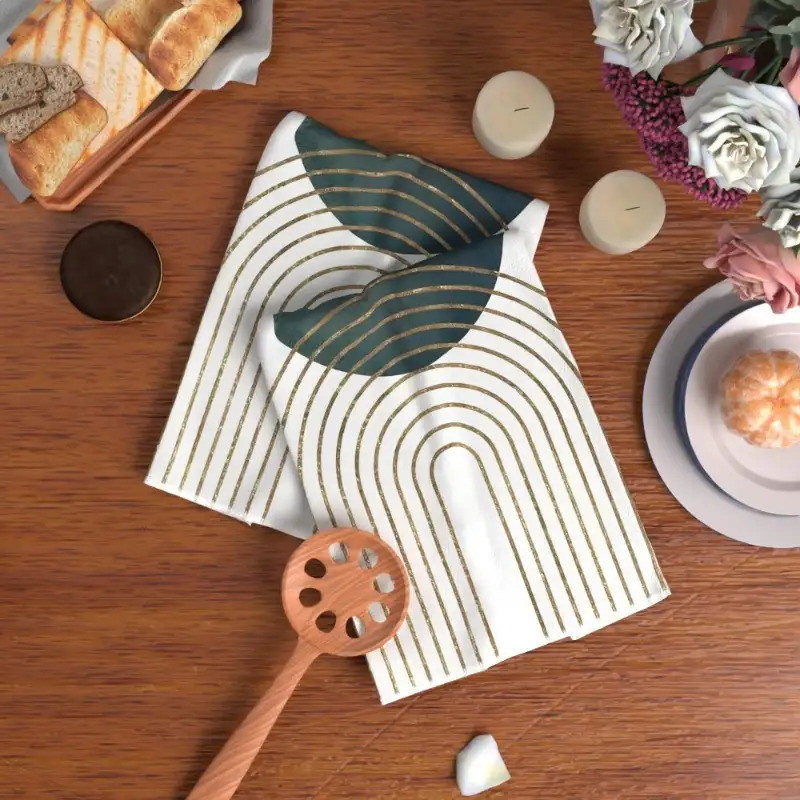 2枚セット、幾何学模様の抽象的なミニマリストキッチンタオル、 - Kitchen Baking Necessities のレビューと価格